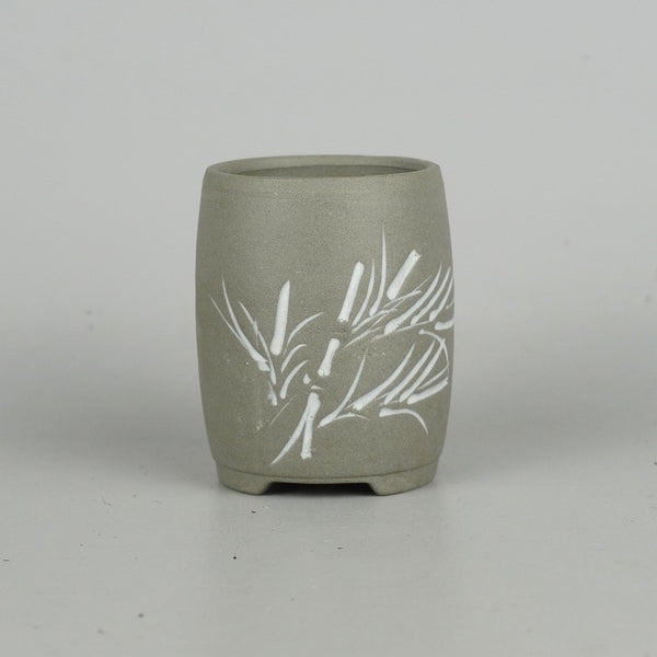 盆栽鉢 昇寿 小鉢 高さ 約6.8cm 丸鉢 竹 笹 絵鉢 数量物 新品 q1198415614