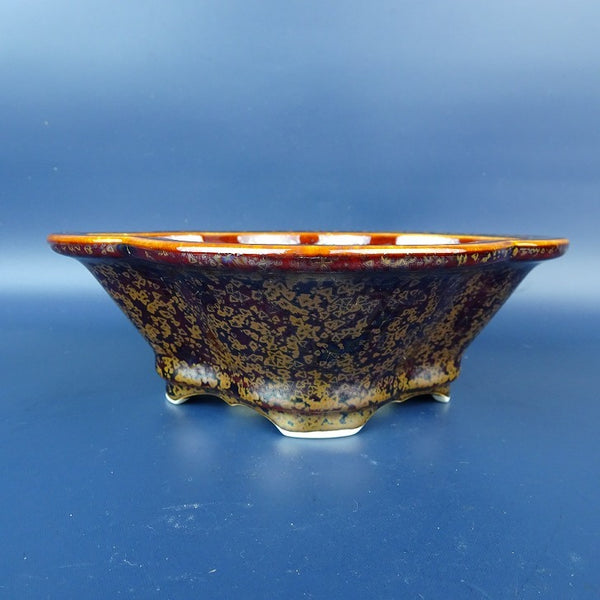 盆栽鉢 平安泉山 小型 長辺 約17cm 木瓜鉢 外縁 辰砂釉 星結晶 釉薬 新品 数量物 v1198436339