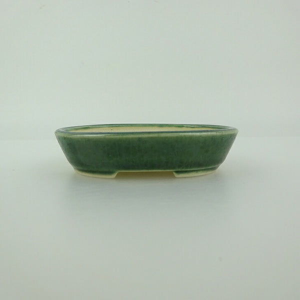 盆栽鉢 青香 小鉢 長辺 約8.7cm 楕円鉢 釉薬 新品 数量物 o1198420748