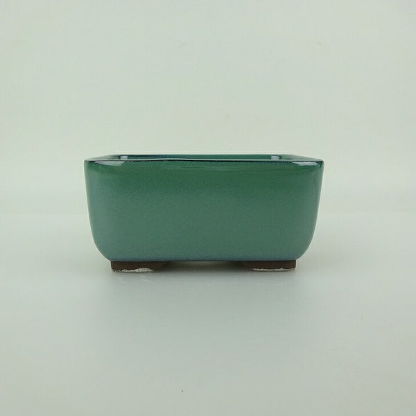 盆栽鉢 万古焼 萬古 森三 小型 長辺 約11cm 長方鉢 撫角 釉薬 新品 数量物 u1198431703