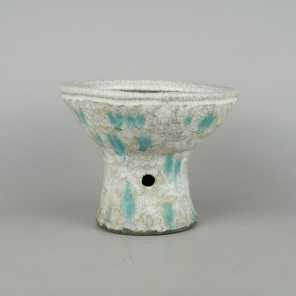 盆栽鉢 文山 越前文山 小型 長辺 約 13.8cm 鯖江園芸 落款なし 丸鉢 高杯 釉薬 観賞用  新品 f1198412828