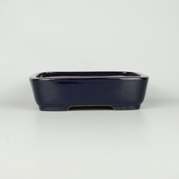 盆栽鉢 常滑 山房造 小型 長辺 約19.5cm 長方鉢 撫角 切立 長角 瑠璃 釉薬 新品 数量物 s1198412185