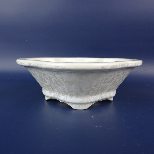 盆栽鉢 平安 泉山 ? 小型 長辺 約15.7cm 木瓜鉢 外縁 白花結晶 釉薬 新品 数量物 t1198409626