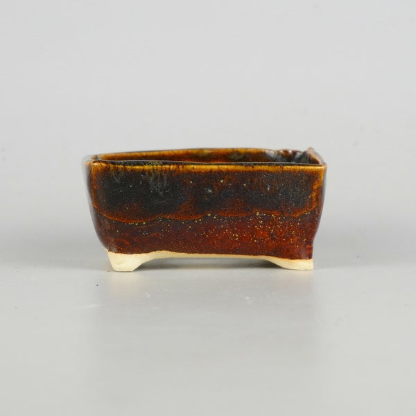 盆栽鉢 ゆうき祥石 小鉢 長辺 約 8cm 長方鉢 釉薬 新品 数量物 k1198411674