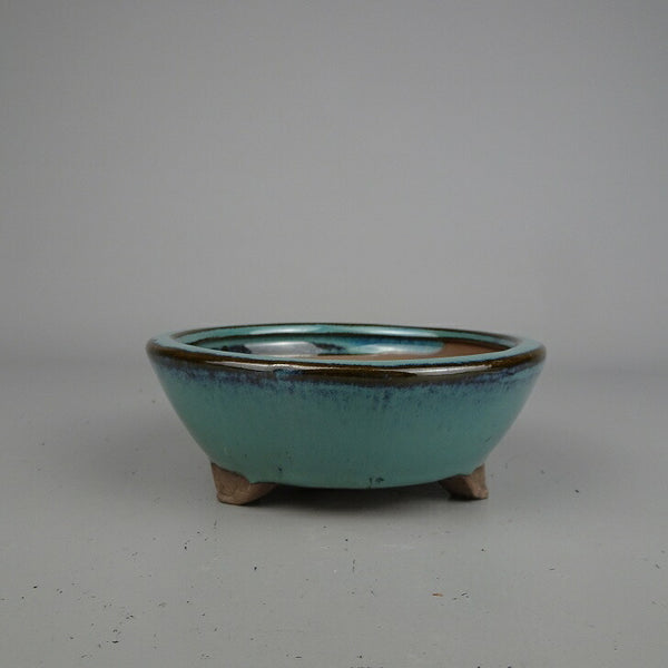 盆栽鉢 落款なし 小型 長辺 約 12cm 丸鉢 釉薬 中国鉢 新品 数量物 q1198407595