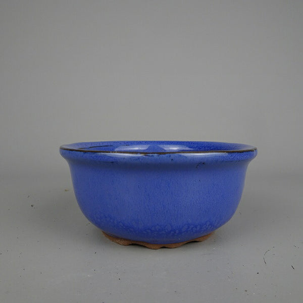 盆栽鉢 落款なし 小型 長辺 約 12cm 丸鉢 外縁 釉薬 中国鉢 新品 数量物 s1198418906