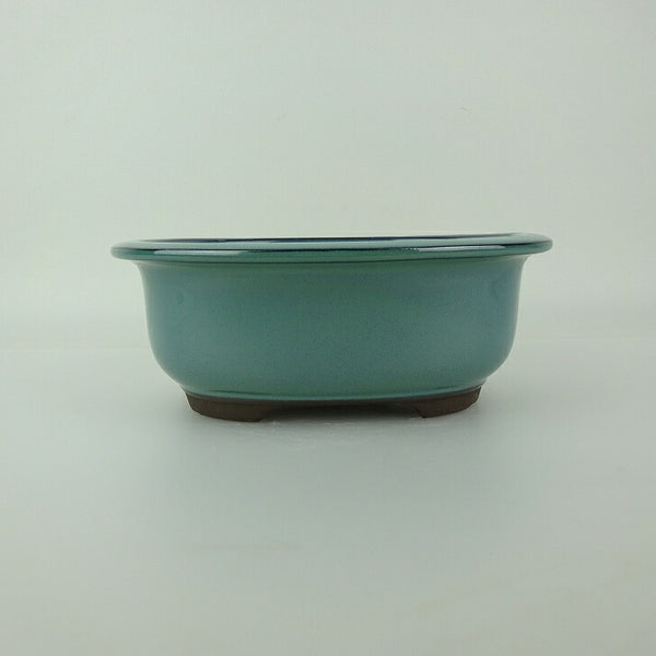 盆栽鉢 万古焼 萬古 小型 長辺 約18cm 楕円鉢 縁付 釉薬 新品 数量物 e1198413469