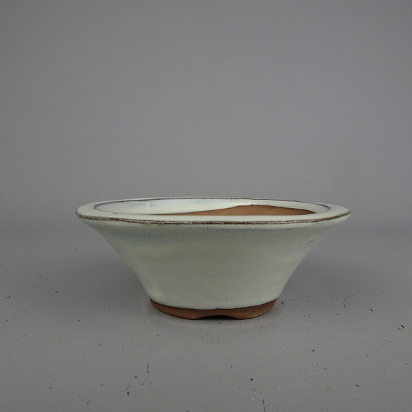 盆栽鉢 落款なし 小型 長辺 約 12.7cm 丸鉢 釉薬 中国鉢 新品 数量物 d1198423676