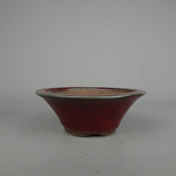 盆栽鉢 落款なし 小型 長辺 約 12.5cm 丸鉢 釉薬 中国鉢 新品 数量物 l1198415007