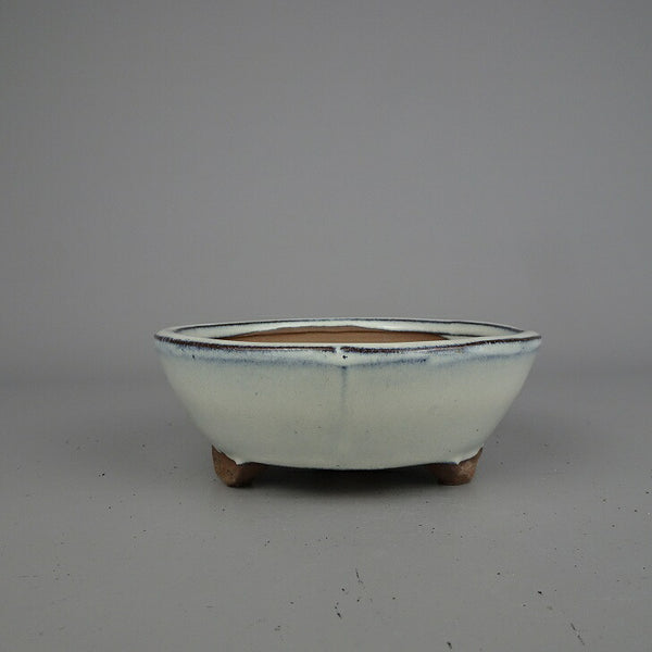 盆栽鉢 落款なし 小型 長辺 約 12.2cm 丸鉢 釉薬 中国鉢 新品 数量物 v1198436837