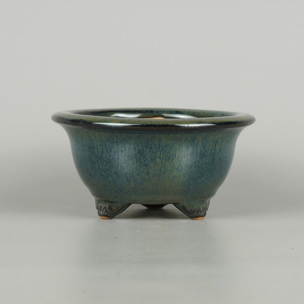 盆栽鉢 常滑 黎鳳 小型 長辺 約 12.5cm 丸鉢 外縁 雲足 ナマコ 釉薬 新品 数量物 g1198416328