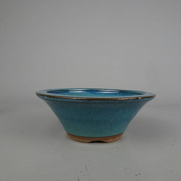 盆栽鉢 落款なし 小型 長辺 約 12.5cm 丸鉢 釉薬 中国鉢 新品 数量物 m1198403535