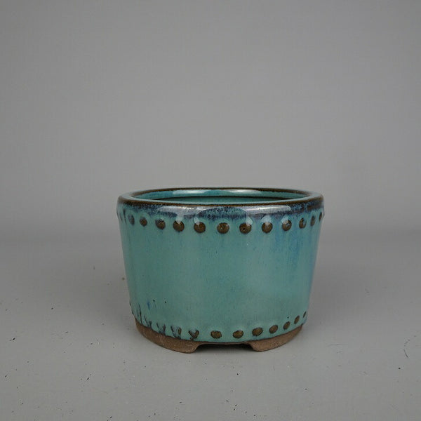 盆栽鉢 落款なし 小鉢 長辺 約 9.5cm 丸鉢 釉薬 中国鉢 新品 数量物 b1198418137