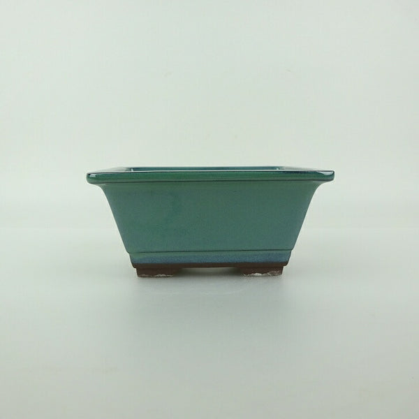 盆栽鉢 万古焼 萬古 森三 小型 長辺 約11.7cm 長方鉢 縁付 下帯 釉薬 新品 数量物 j1198413524