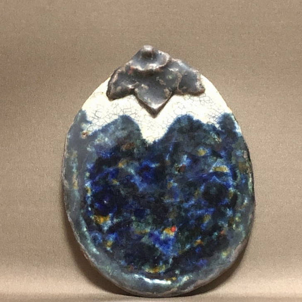 陶板 文山 越前文山 花台 長辺 約16cm なす型 飾台 置物台 花飾 釉薬 陶製 盆栽台  新品 b1198422269