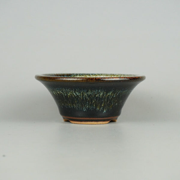 盆栽鉢 小石原焼 小型 長辺 約12.8cm 丸鉢 海鼠釉 釉薬 新品 数量物 h1198427166