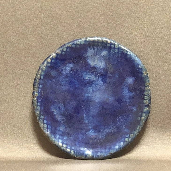 陶板 文山 越前文山 花台 長辺 約9.5cm 丸型 飾台 置物台 花飾 釉薬 陶製 盆栽台  新品 e1198410792