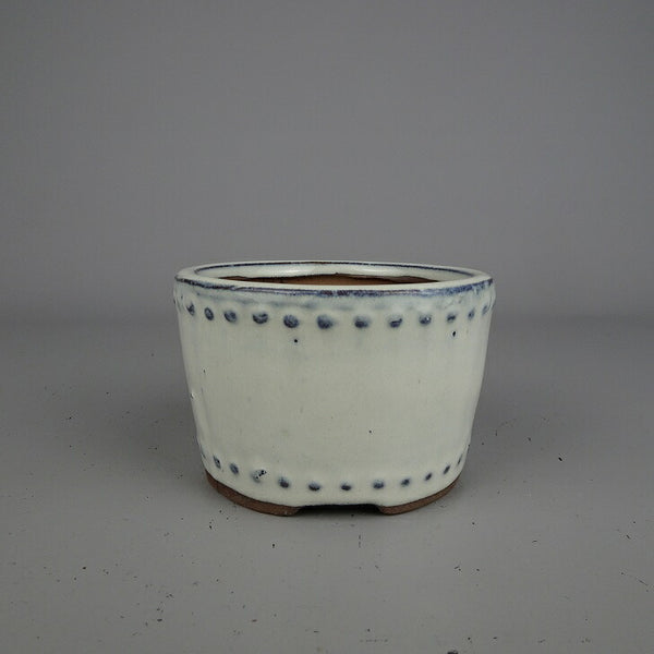 盆栽鉢 落款なし 小鉢 長辺 約 9.5cm 丸鉢 釉薬 中国鉢 新品 数量物 w1198410825