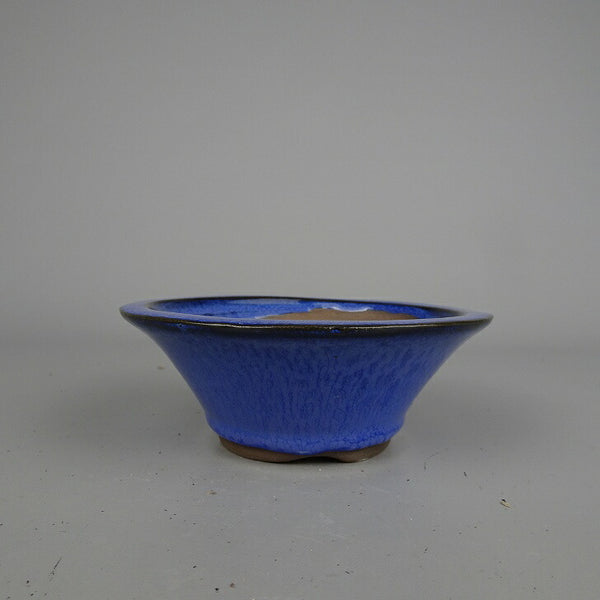 盆栽鉢 落款なし 小型 長辺 約 12.5cm 丸鉢 釉薬 中国鉢 新品 数量物 s1198415515