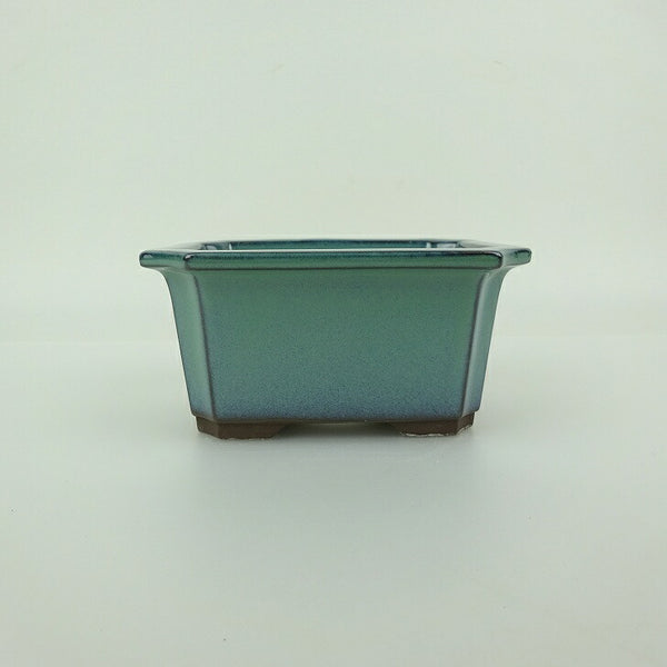 盆栽鉢 万古焼 萬古 森三 小型 長辺 約11cm 長方鉢 隅入 釉薬 新品 数量物 c1198407392