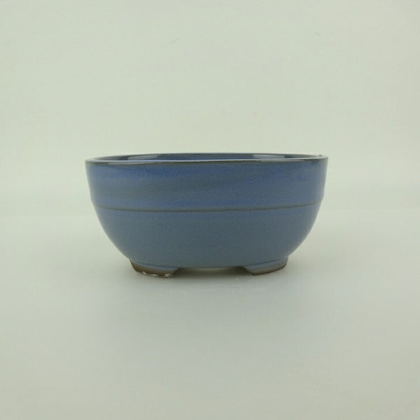 盆栽鉢 万古焼 萬古 森三 小型 長辺 約11cm 楕円鉢 中帯 釉薬 新品 数量物 v1198437089