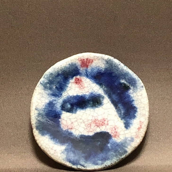 陶板 文山 越前文山 花台 長辺 約8.5cm 丸型 飾台 置物台 花飾 釉薬 陶製 盆栽台  新品 p1198416880