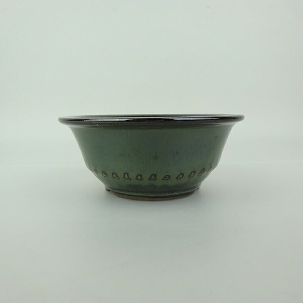 盆栽鉢 小石原焼 小型 長辺 約12.3cm 丸鉢 外縁 釉薬 新品 数量物 o1198428109