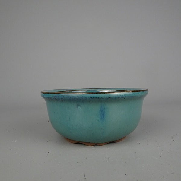 盆栽鉢 落款なし 小型 長辺 約 12cm 丸鉢 外縁 釉薬 中国鉢 新品 数量物 e1198417350