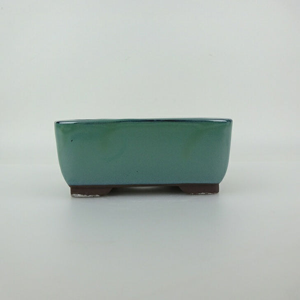 盆栽鉢 万古焼 萬古 森三 小型 長辺 約13.8cm 長方鉢 撫角 釉薬 新品 数量物 q1198416861