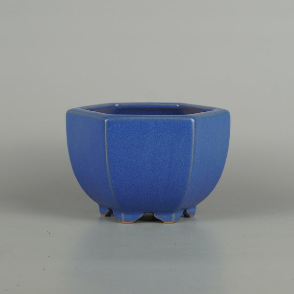 盆栽鉢 常滑 黎鳳 小型 長辺 約 13cm 六角鉢 三味胴 均窯 釉薬 新品 数量物 s1198410691