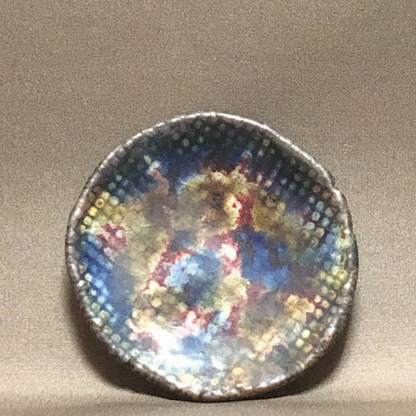 陶板 文山 越前文山 花台 長辺 約8.5cm 丸型 飾台 置物台 花飾 釉薬 陶製 盆栽台  新品 j1198418308