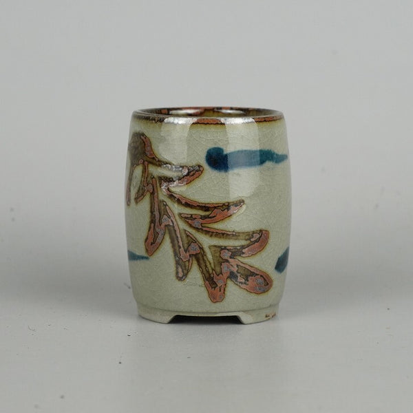 盆栽鉢 昇寿 小鉢 高さ 約6.8cm 丸鉢 色絵鉢 数量物 新品 r1198402938