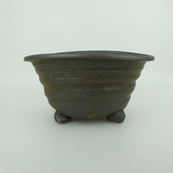 盆栽鉢 信楽焼 小型 長辺 約19.8cm 楕円鉢 変形 黒金 6号 足付 信楽 楽風 鉢 釉薬 観賞用 新品 数量物 q1198408649