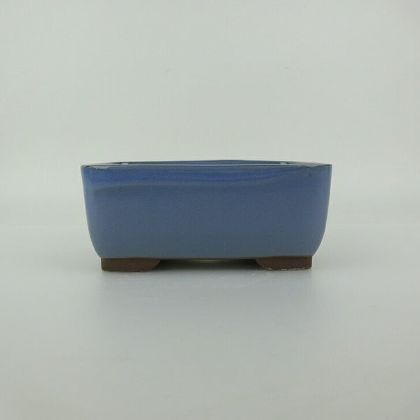 盆栽鉢 万古焼 萬古 森三 小型 長辺 約13.8cm 長方鉢 撫角 釉薬 新品 数量物 n1198409227