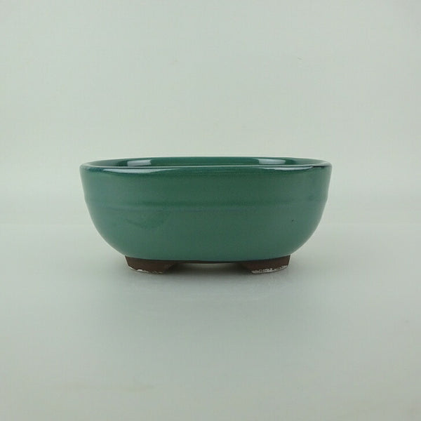 盆栽鉢 万古焼 萬古 森三 小型 長辺 約13.8cm 楕円鉢 中帯 釉薬 新品 数量物 e1198406197