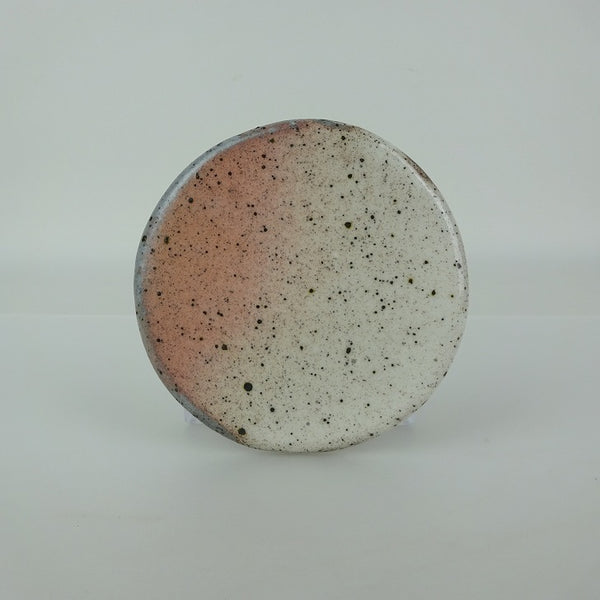 中古  陶板 花台 黎鳳造 長辺 約10cm 丸型 飾台 置物台 花飾 陶製 盆栽台 鉢皿 釉薬  中古品 l1198408744