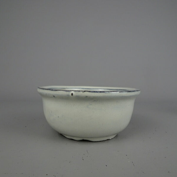 盆栽鉢 落款なし 小型 長辺 約 12cm 丸鉢 外縁 釉薬 中国鉢 新品 数量物 u1198430313