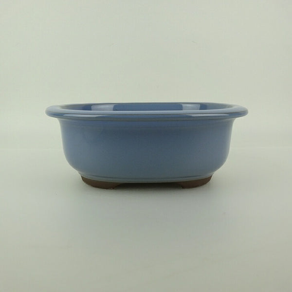 盆栽鉢 万古焼 萬古 小型 長辺 約18cm 楕円鉢 縁付 釉薬 新品 数量物 j1198419402