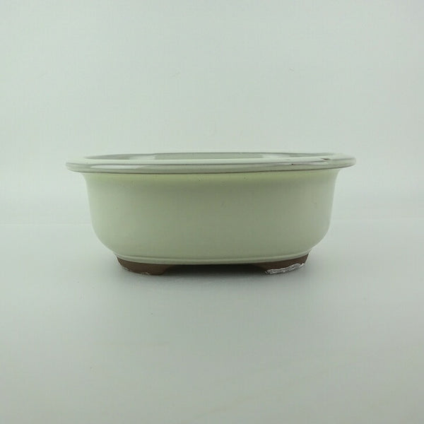 盆栽鉢 万古焼 萬古 小型 長辺 約18cm 楕円鉢 縁付 釉薬 新品 数量物 t1198408135