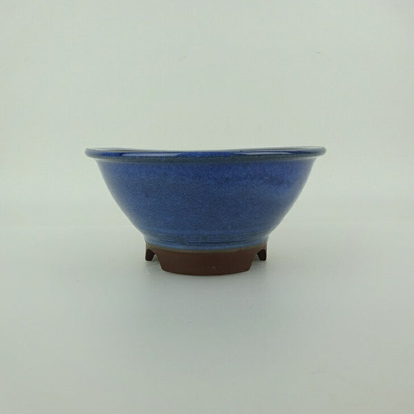 盆栽鉢 万古焼 萬古 小型 長辺 約13cm 丸鉢 縁付 スリ鉢 雷紋 釉薬 新品 数量物 g1198419718