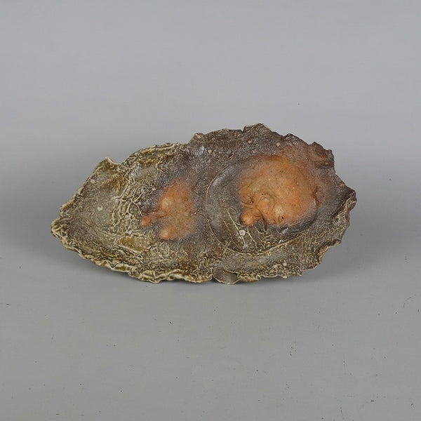 中古 陶板 花台 長辺 約25.5cm 信楽焼 飾台 置物台 花飾 陶製 盆栽台 鉢皿  中古 e1198415358