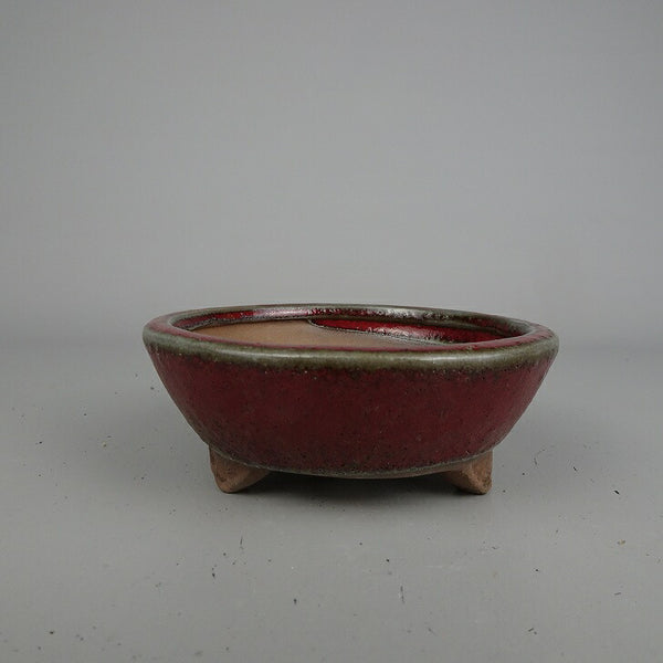 盆栽鉢 落款なし 小型 長辺 約 12.3cm 丸鉢 釉薬 中国鉢 新品 数量物 x1198414560