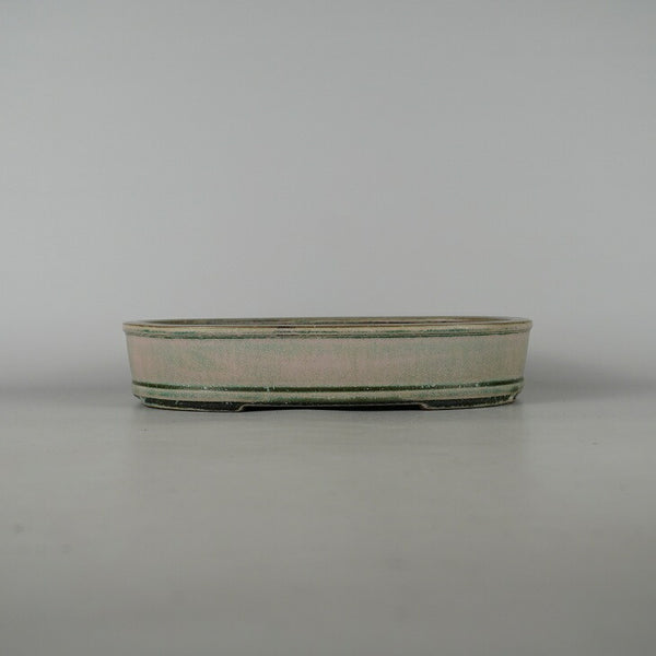 中古盆栽鉢 陶翠 中型 長辺 約 26.5cm 楕円鉢 釉薬  中古鉢 p1198413834