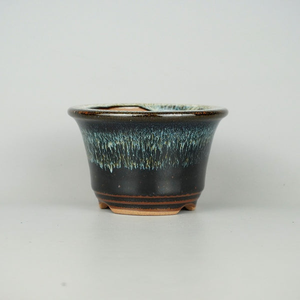 盆栽鉢 小石原焼 小型 長辺 約11.8cm 丸鉢 外縁 海鼠釉 釉薬 新品 数量物 p1198419713