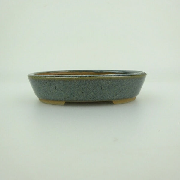 盆栽鉢 青香 小鉢 長辺 約9.8cm 楕円鉢 釉薬 c1198411164