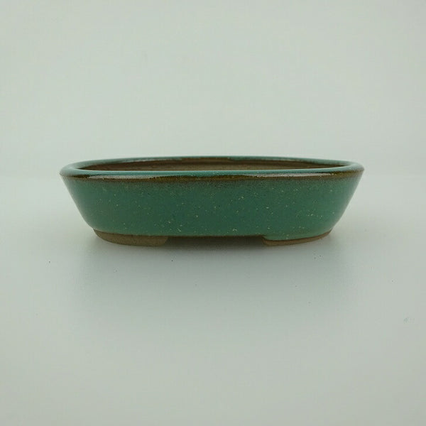 盆栽鉢 青香 小鉢 長辺 約8.3cm 楕円鉢 釉薬 f1198410681