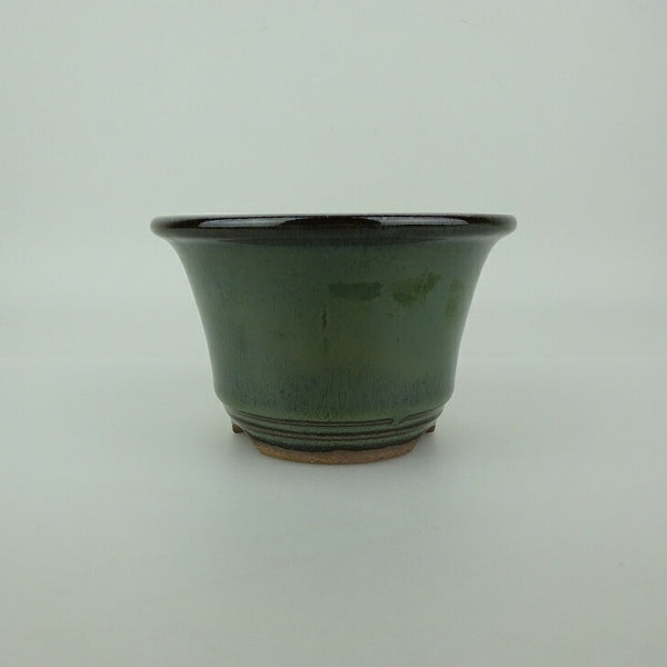 盆栽鉢 小石原焼 小型 長辺 約11.8cm 丸鉢 外縁 下帯 釉薬 新品 数量物 k1198407136