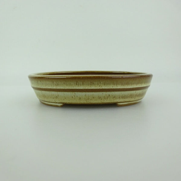 盆栽鉢 青香 小型 長辺 約12cm 楕円鉢 中帯 釉薬 新品 数量物 c1198408334