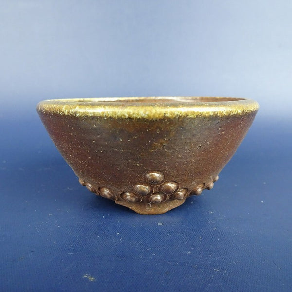 中古盆栽鉢 平安 虹泉 小鉢 長辺 約7.3cm 丸鉢 鋲打  中古鉢 g1198418775