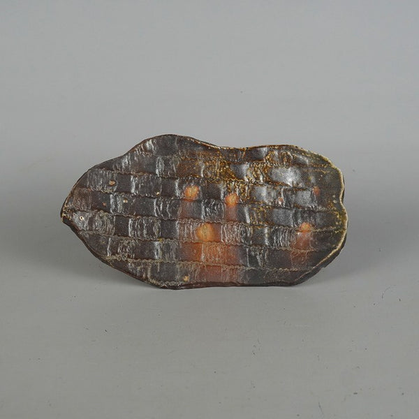 中古 陶板 花台 小型 長辺 約20cm 信楽焼 飾台 置物台 花飾 陶製 盆栽台 鉢皿  中古 c1198413404